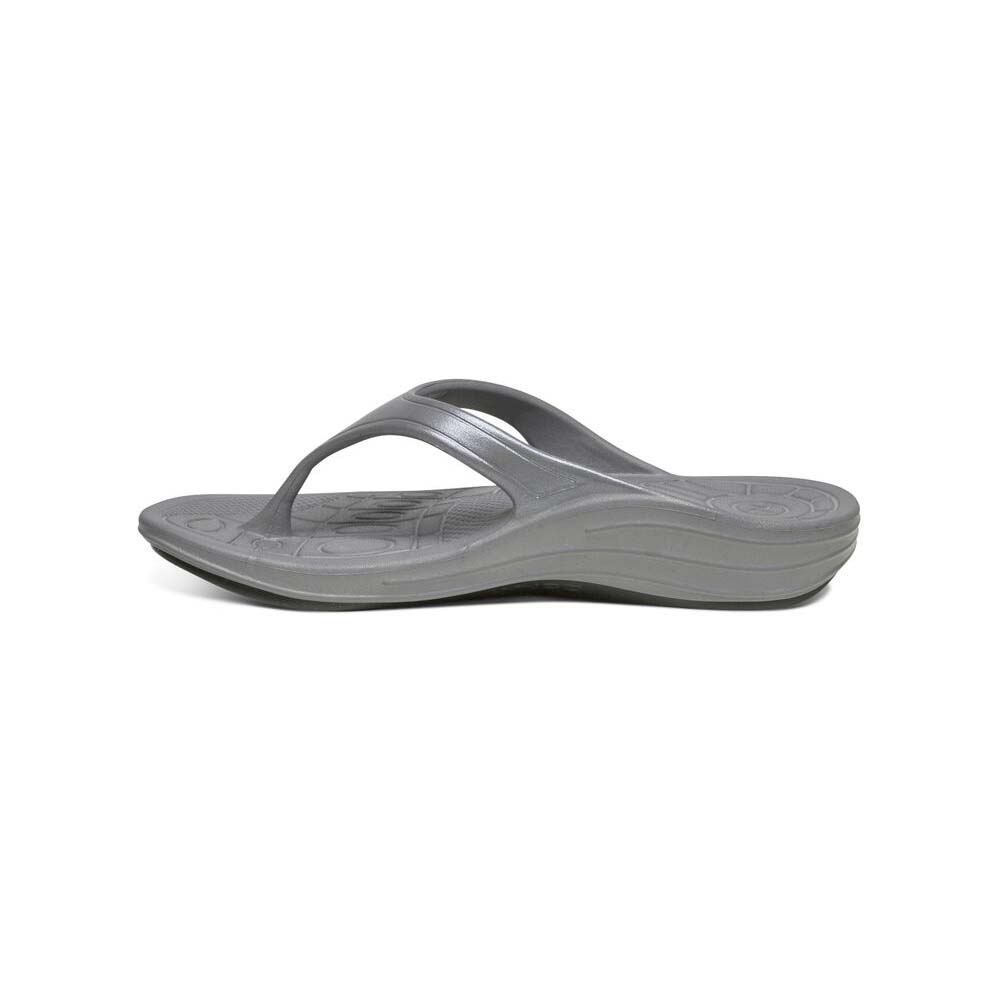 Aetrex Women's Fiji Orthotic Flip Flops - Charcoal | USA 739XD2D